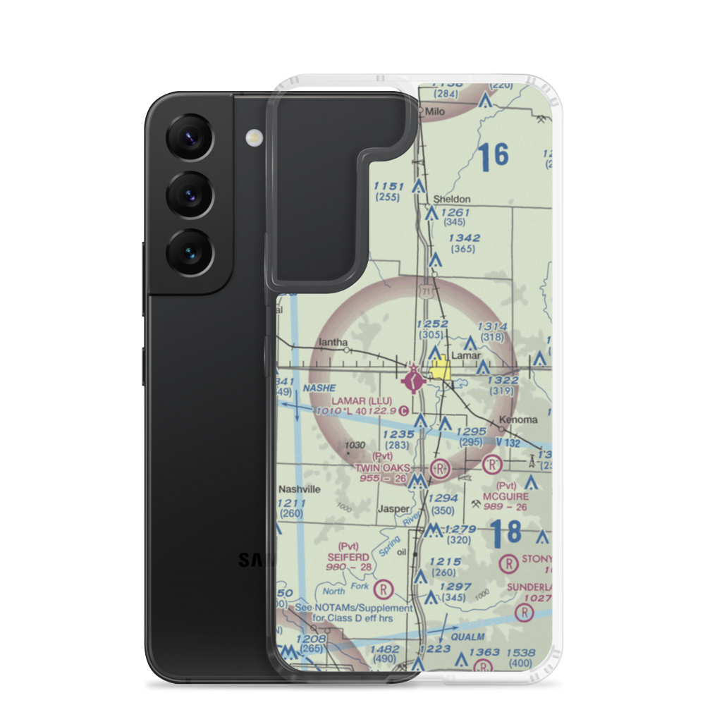 Lamar Municipal Airport (LLU) VFR Sectional Samsung Case Samsung Galaxy S22 model shown