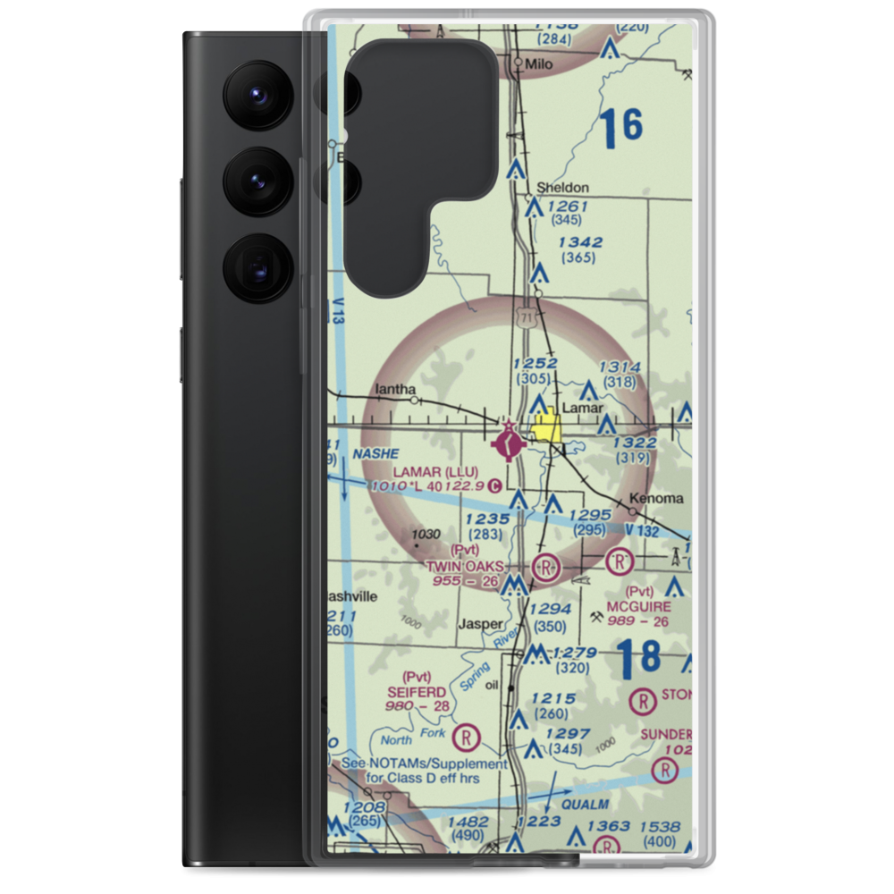 Lamar Municipal Airport (LLU) VFR Sectional Samsung Case Samsung Galaxy S22 Ultra model shown