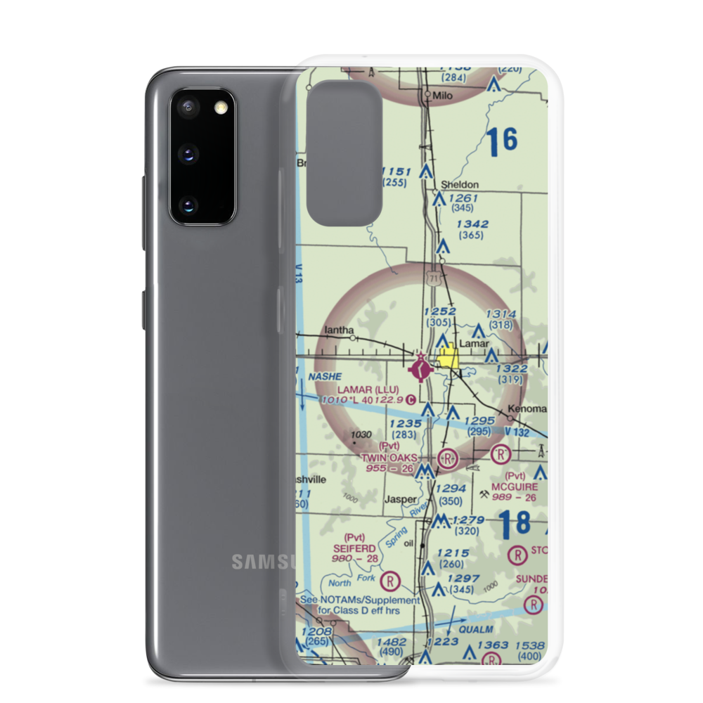 Lamar Municipal Airport (LLU) VFR Sectional Samsung Case Samsung Galaxy S20 model shown