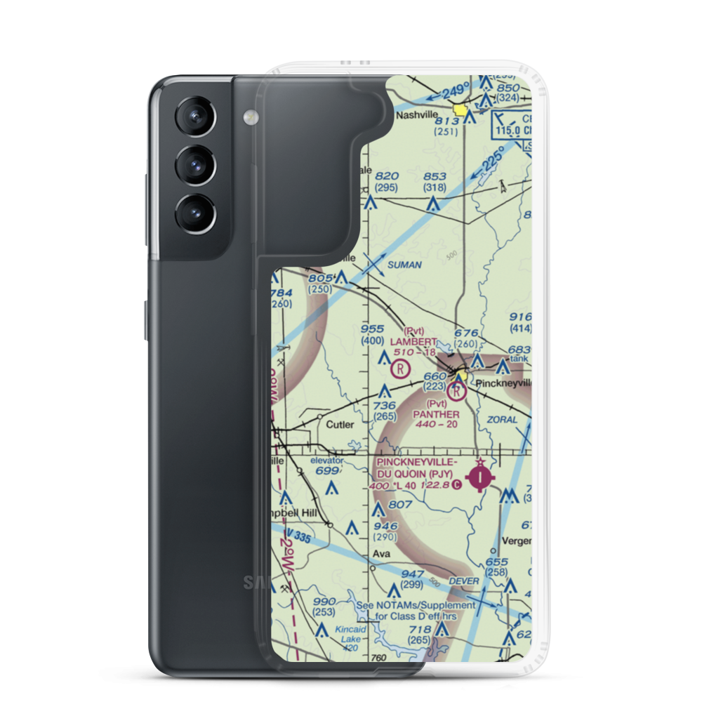 Lambert Airport (24LL) VFR Sectional Samsung Case Samsung Galaxy S21 model shown