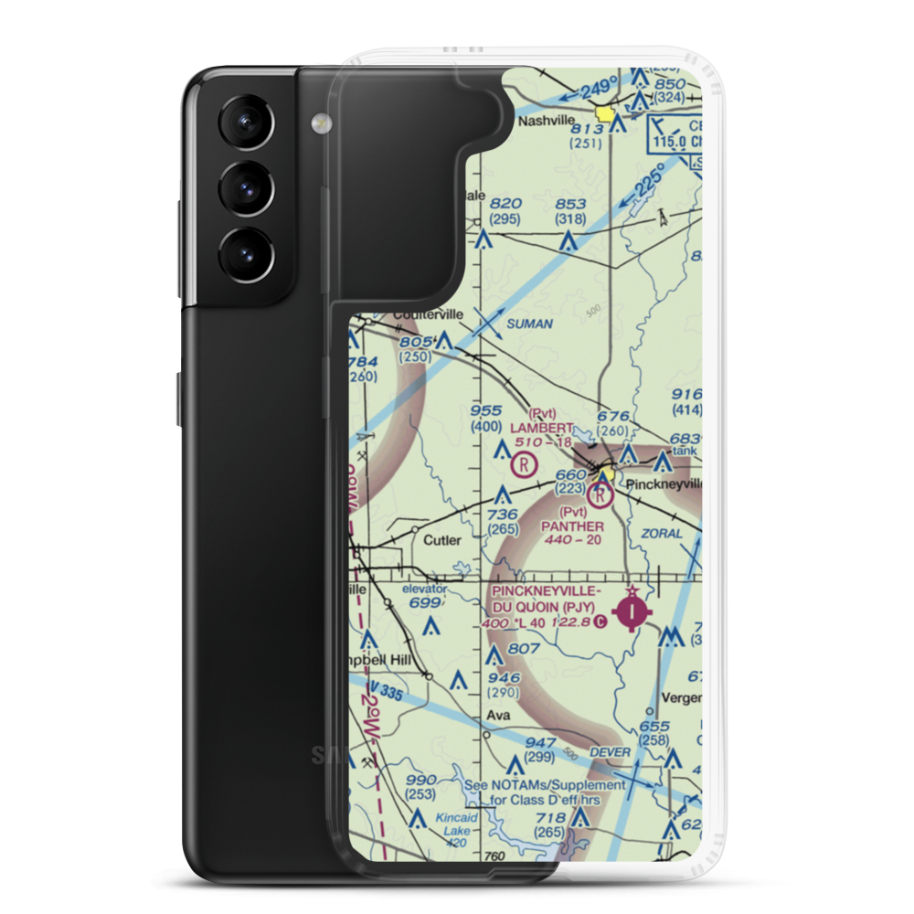 Lambert Airport (24LL) VFR Sectional Samsung Case Samsung Galaxy S21 Plus model shown