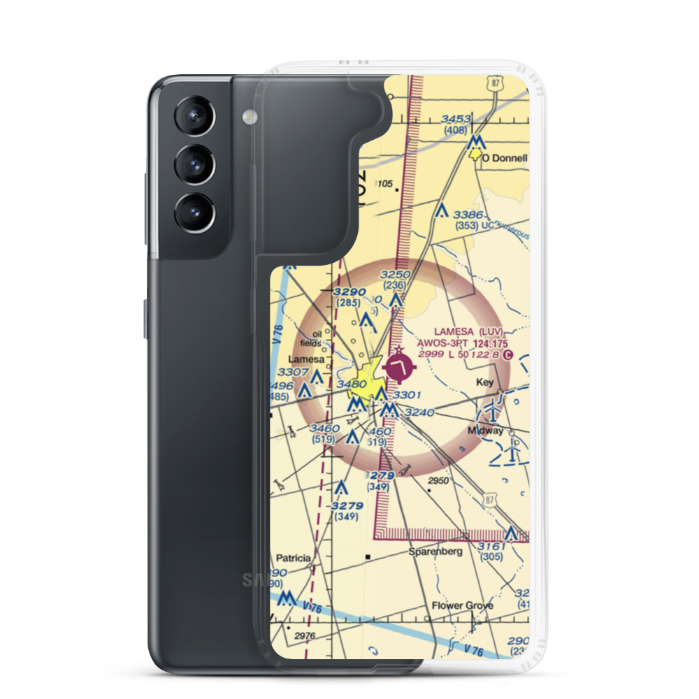 Lamesa Municipal Airport (LUV) VFR Sectional Samsung Case Samsung Galaxy S21 model shown