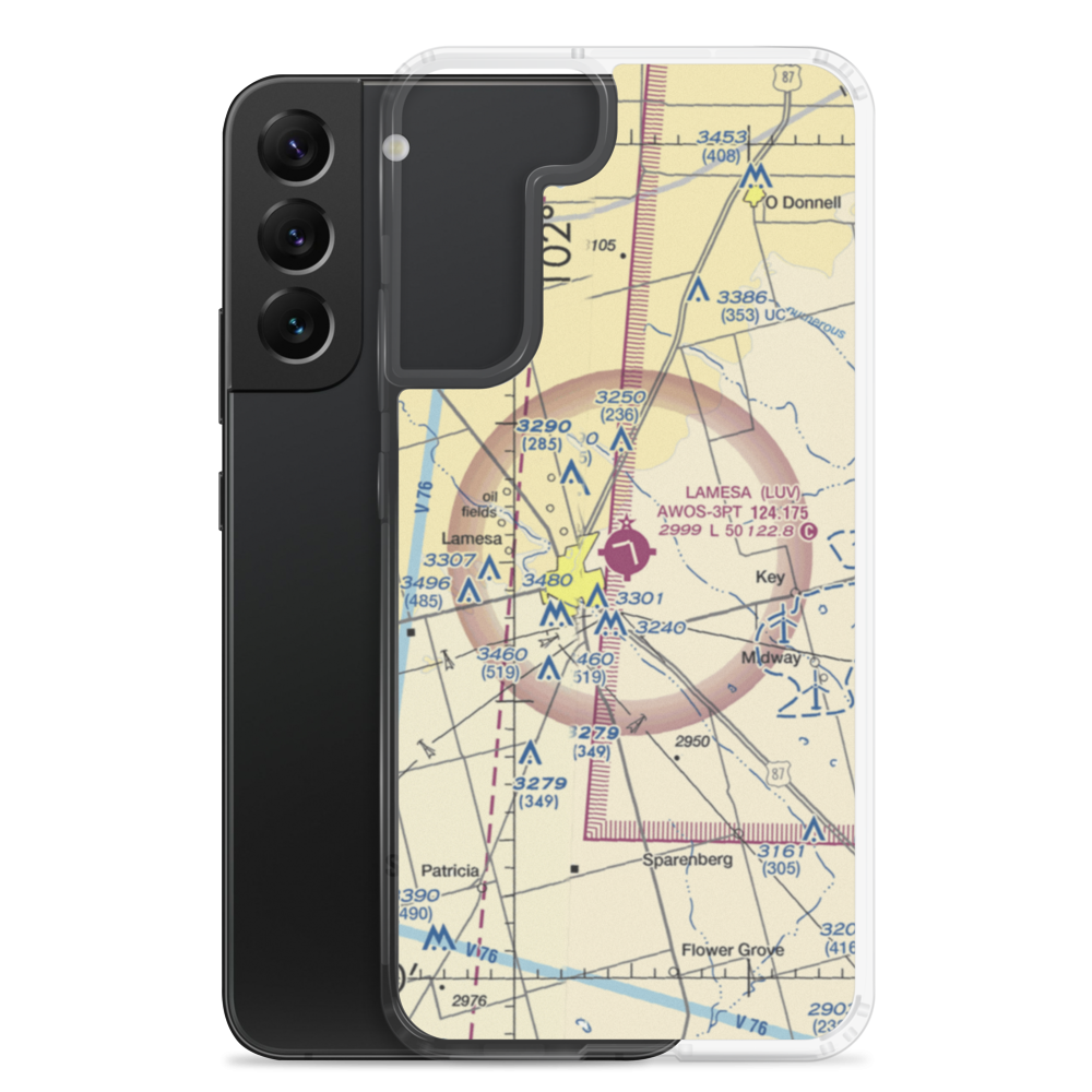 Lamesa Municipal Airport (LUV) VFR Sectional Samsung Case Samsung Galaxy S22 Plus model shown