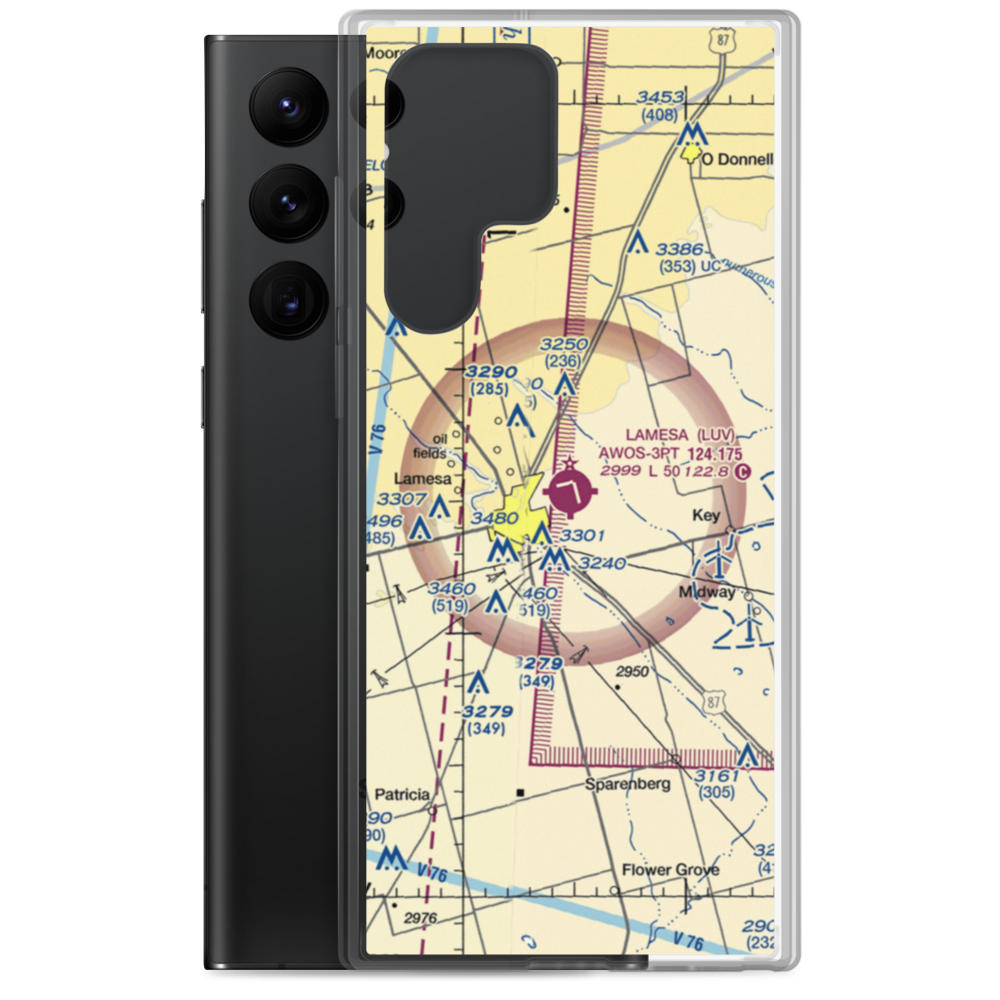 Lamesa Municipal Airport (LUV) VFR Sectional Samsung Case Samsung Galaxy S22 Ultra model shown