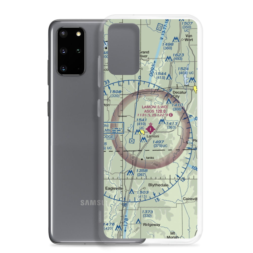 Lamoni Municipal Airport (LWD) VFR Sectional Samsung Case Samsung Galaxy S20 Plus model shown