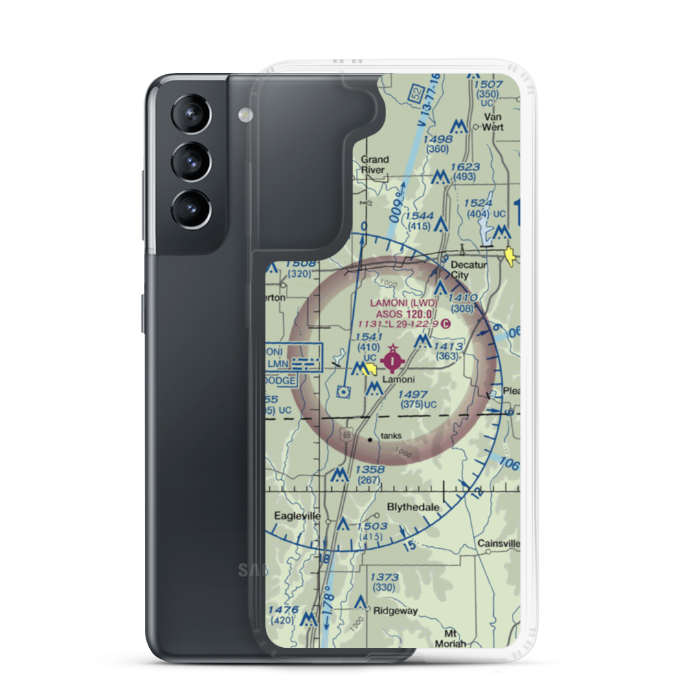 Lamoni Municipal Airport (LWD) VFR Sectional Samsung Case Samsung Galaxy S21 model shown