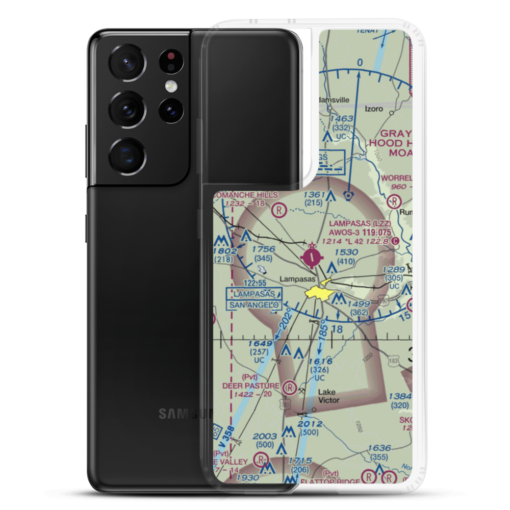 Lampasas Airport (LZZ) VFR Sectional Samsung Case Samsung Galaxy S21 Ultra model shown
