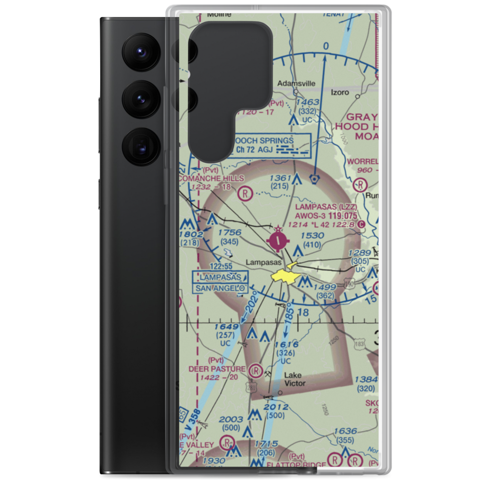 Lampasas Airport (LZZ) VFR Sectional Samsung Case Samsung Galaxy S22 Ultra model shown