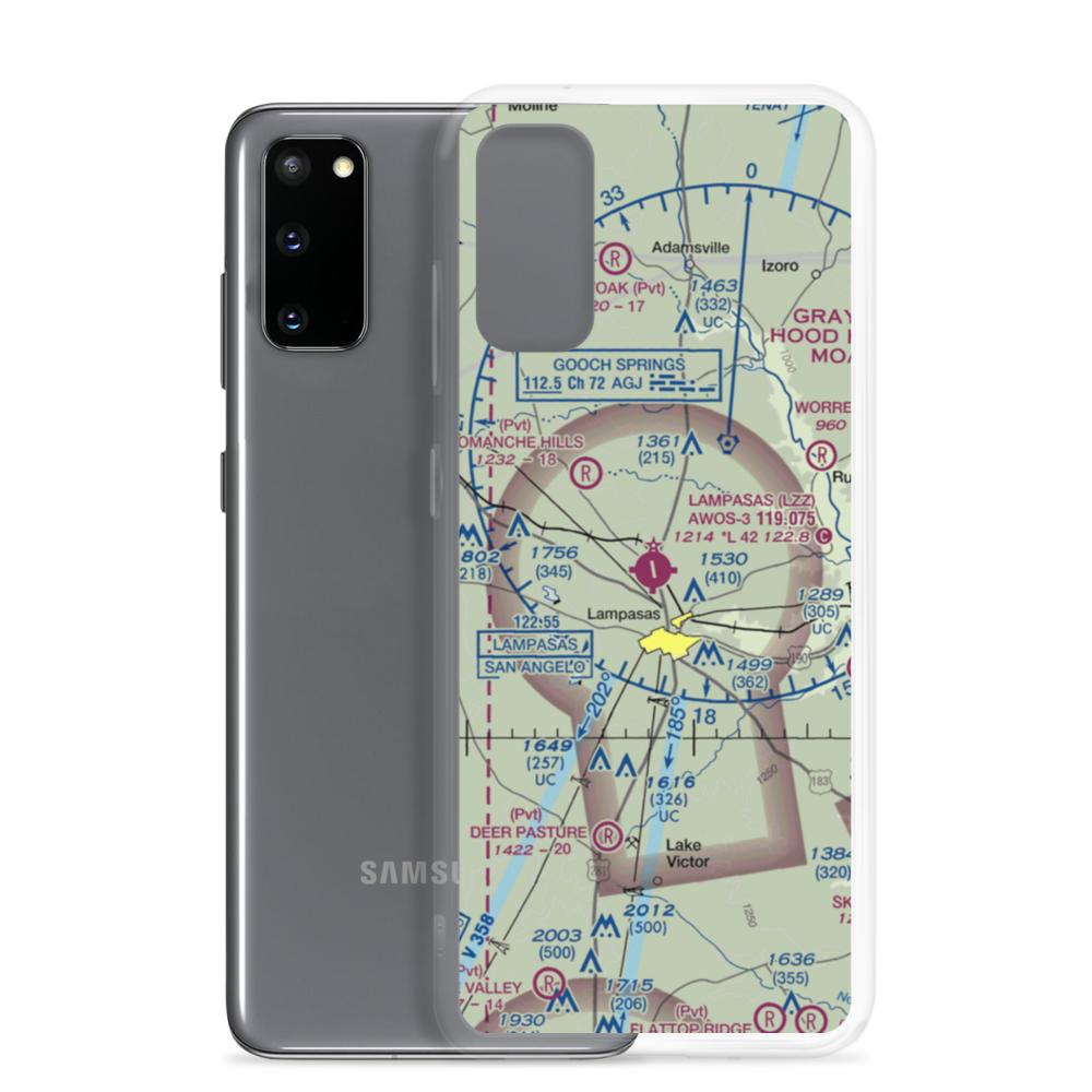 Lampasas Airport (LZZ) VFR Sectional Samsung Case Samsung Galaxy S20 model shown
