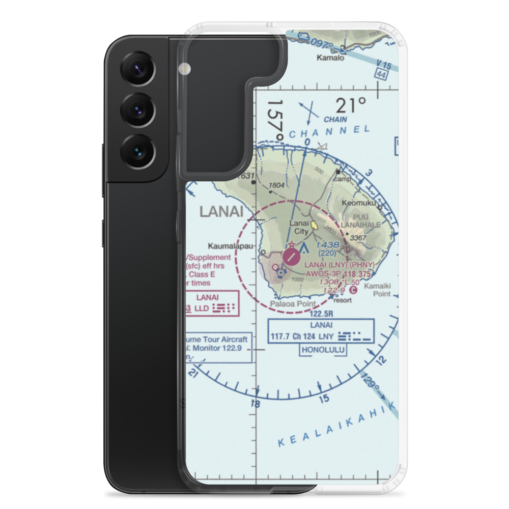 Lanai Airport (LNY) VFR Sectional Samsung Case Samsung Galaxy S22 Plus model shown