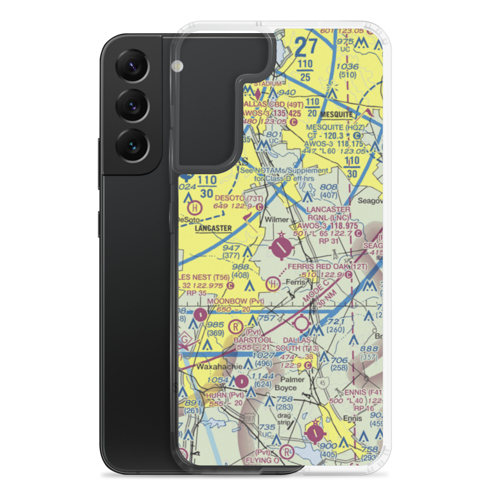 Lancaster Airport (LNC) VFR Sectional Samsung Case Samsung Galaxy S22 Plus model shown