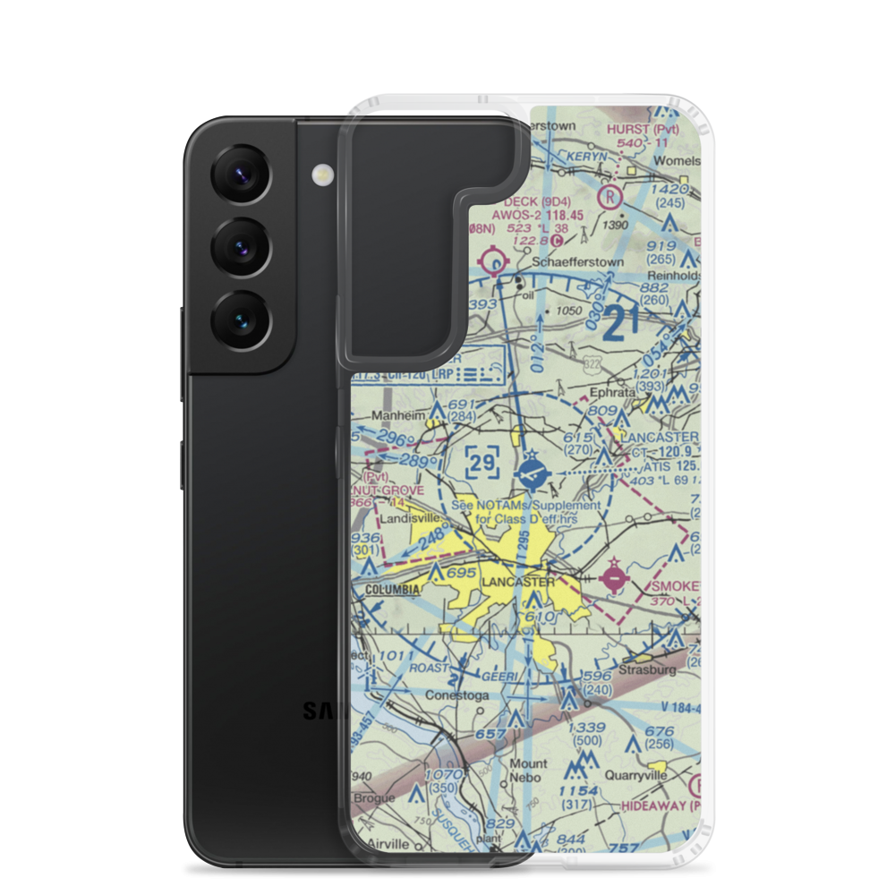 Lancaster Airport (LNS) VFR Sectional Samsung Case Samsung Galaxy S22 model shown