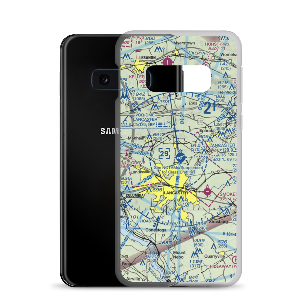 Lancaster Airport (LNS) VFR Sectional Samsung Case Samsung Galaxy S10e model shown