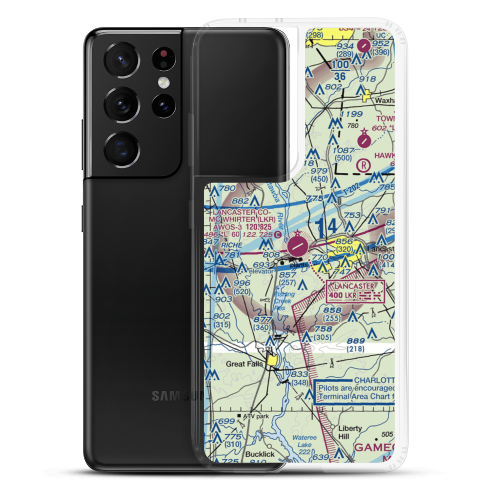 Lancaster County-Mc Whirter Field (LKR) VFR Sectional Samsung Case Samsung Galaxy S21 Ultra model shown