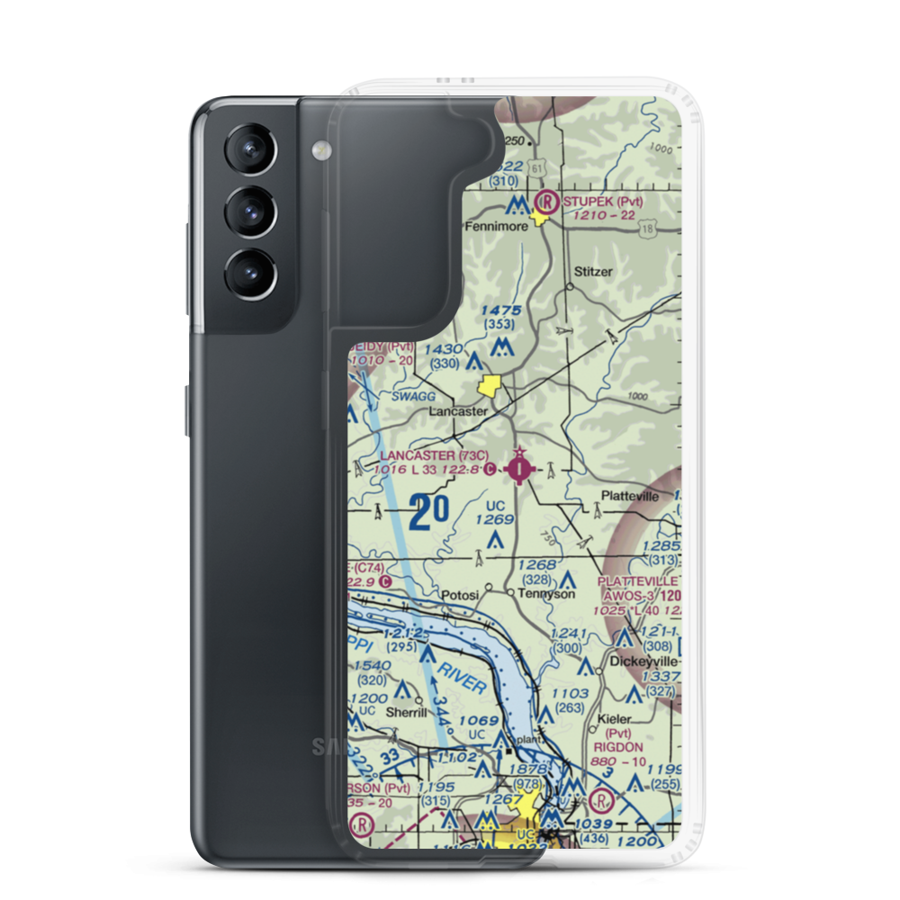 Lancaster Municipal Airport (73C) VFR Sectional Samsung Case Samsung Galaxy S21 model shown