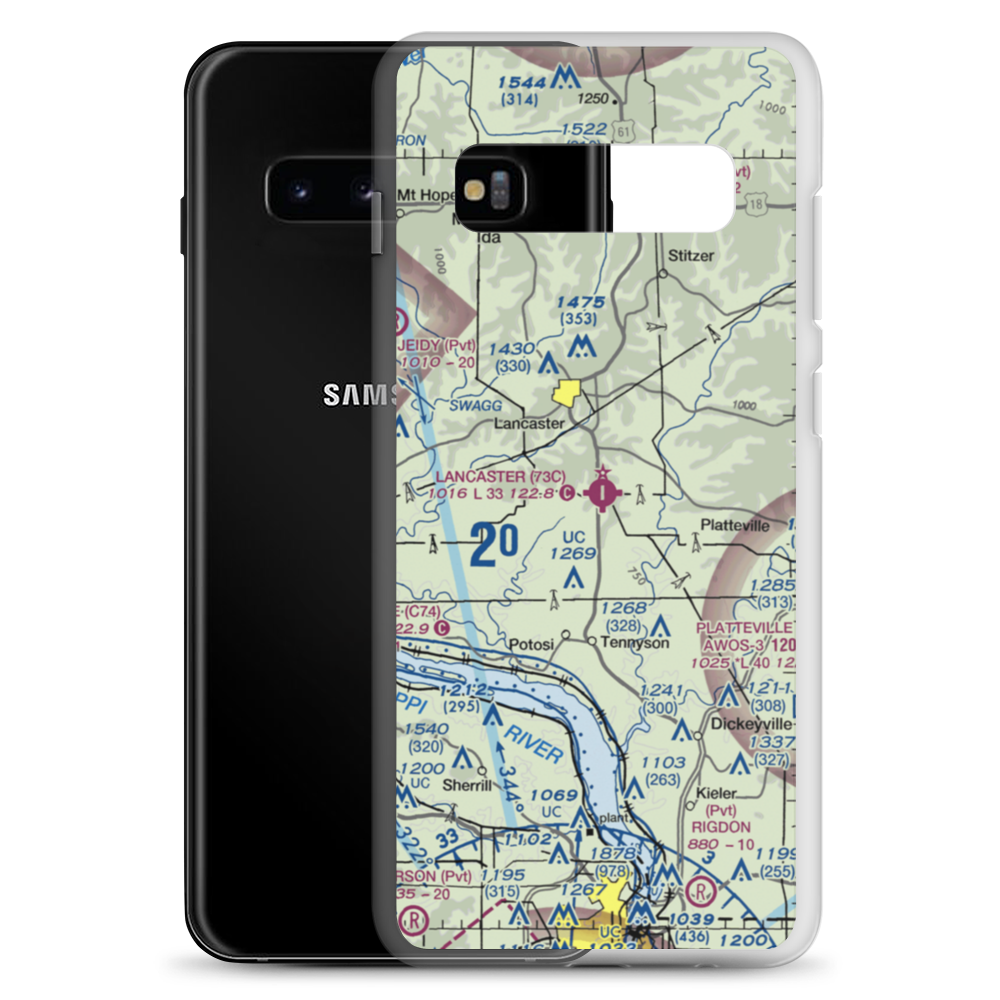 Lancaster Municipal Airport (73C) VFR Sectional Samsung Case Samsung Galaxy S10+ model shown