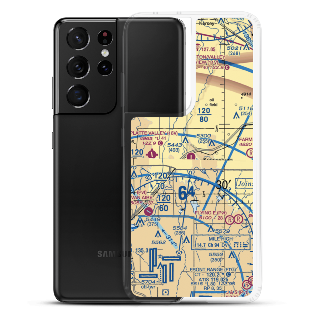 Land Airport (CO82) VFR Sectional Samsung Case Samsung Galaxy S21 Ultra model shown