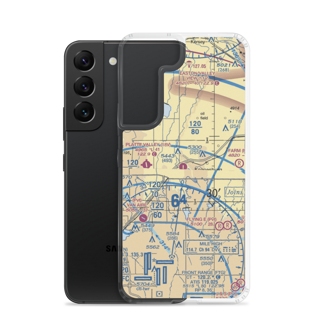 Land Airport (CO82) VFR Sectional Samsung Case Samsung Galaxy S22 model shown