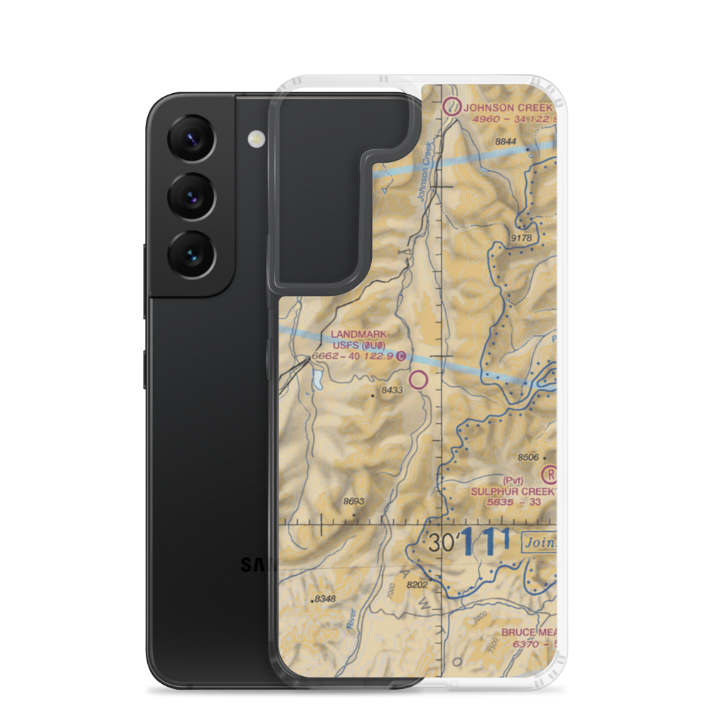 Landmark US Forest Service Airport (0U0) VFR Sectional Samsung Case Samsung Galaxy S22 model shown