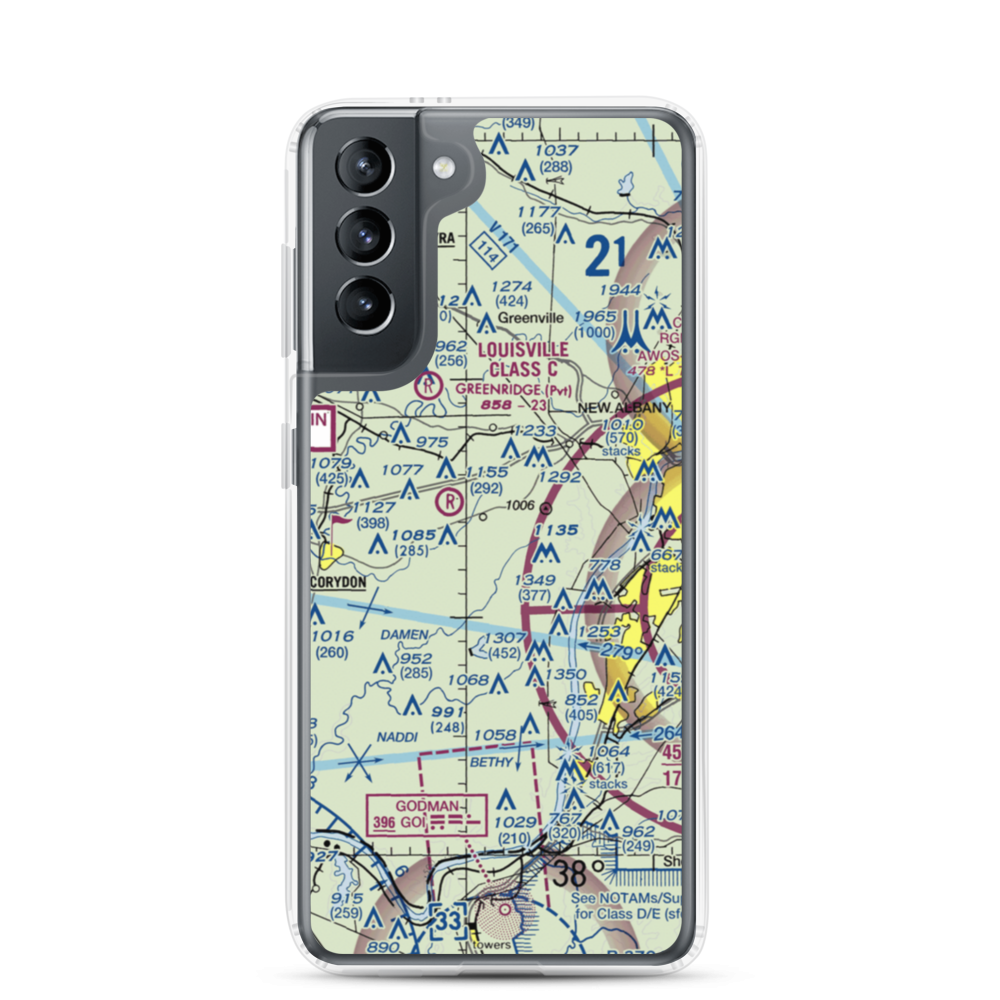 Lanesville Skyways Airport (IN13) VFR Sectional Samsung Case Samsung Galaxy S21 model shown