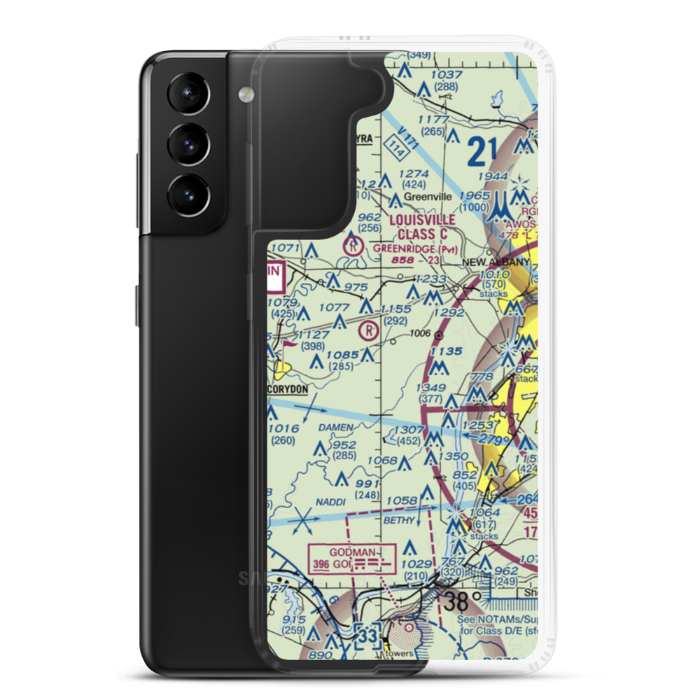 Lanesville Skyways Airport (IN13) VFR Sectional Samsung Case Samsung Galaxy S21 Plus model shown