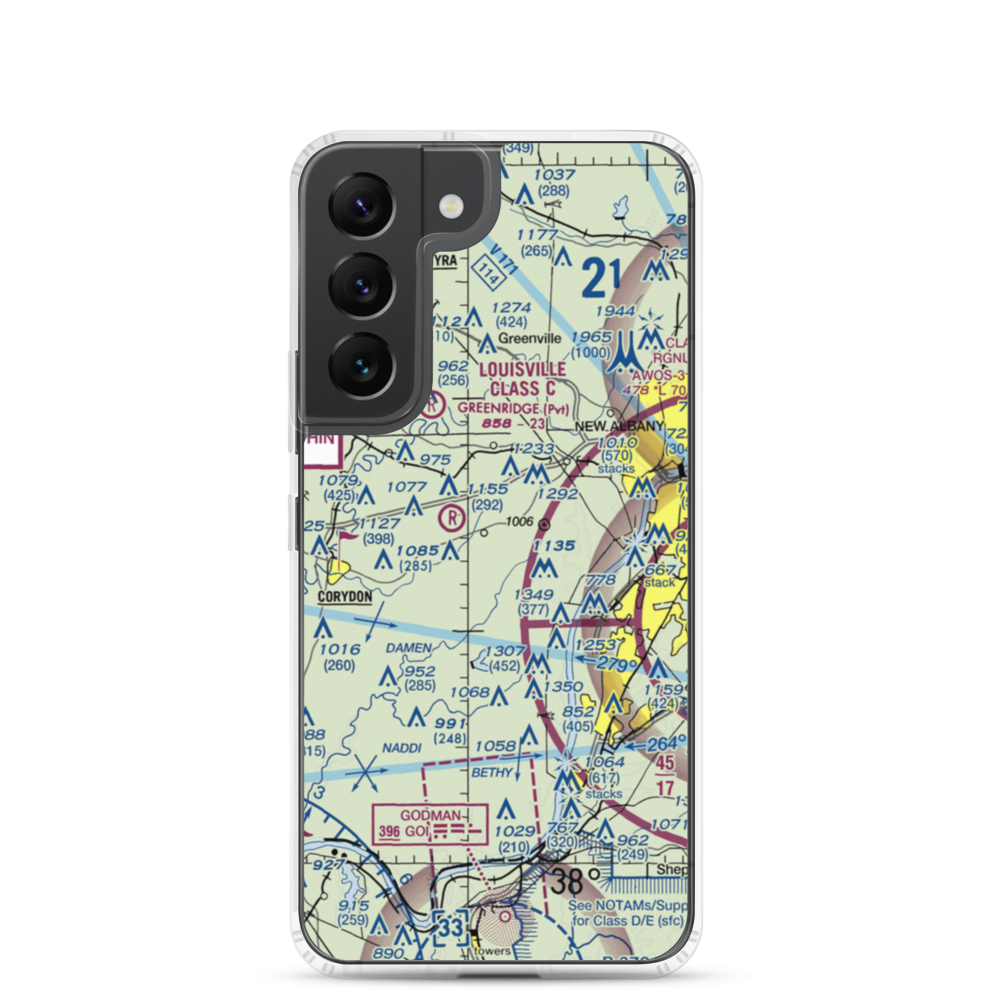 Lanesville Skyways Airport (IN13) VFR Sectional Samsung Case Samsung Galaxy S22 model shown