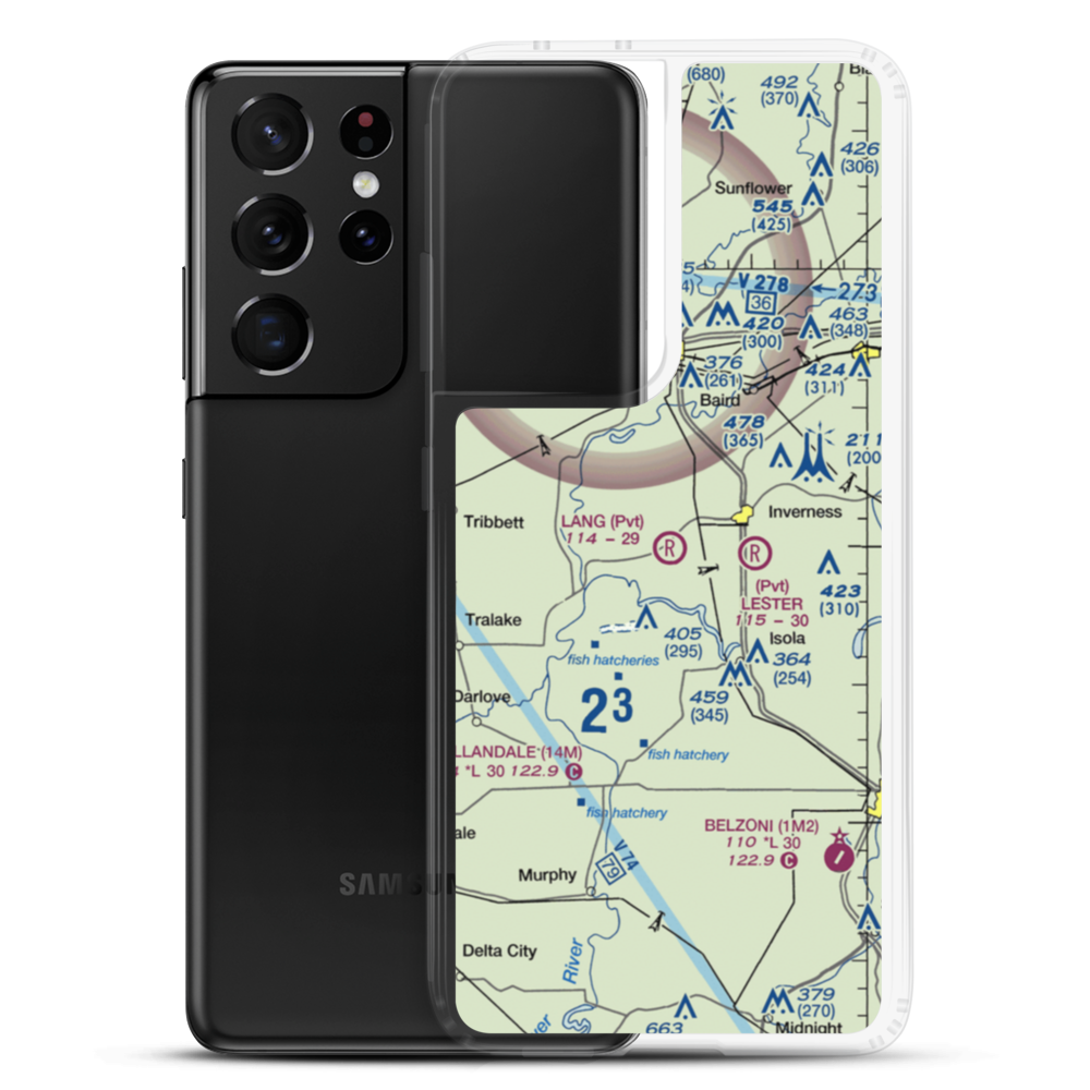 Lang Flying Service Airport (MS77) VFR Sectional Samsung Case Samsung Galaxy S21 Ultra model shown