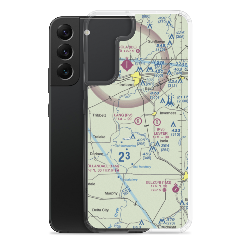 Lang Flying Service Airport (MS77) VFR Sectional Samsung Case Samsung Galaxy S22 Plus model shown