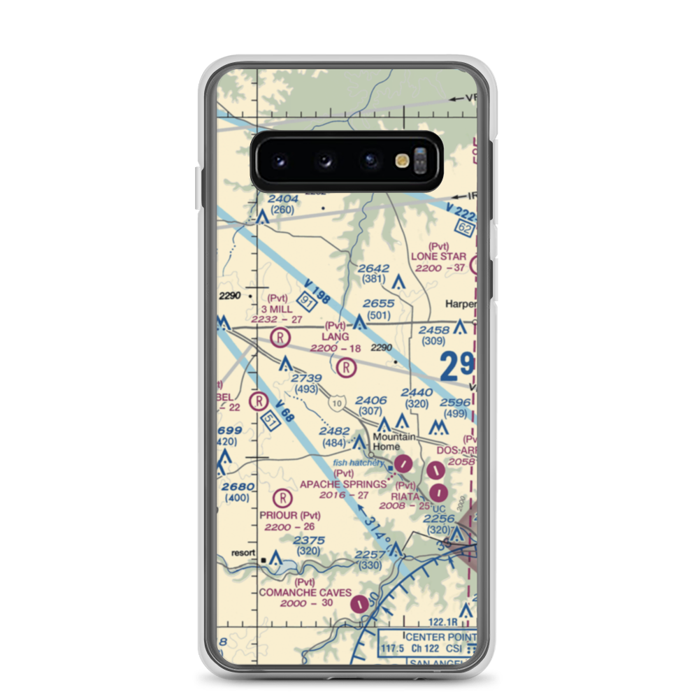 Lang Ranch Airport (84XS) VFR Sectional Samsung Case Samsung Galaxy S10 model shown