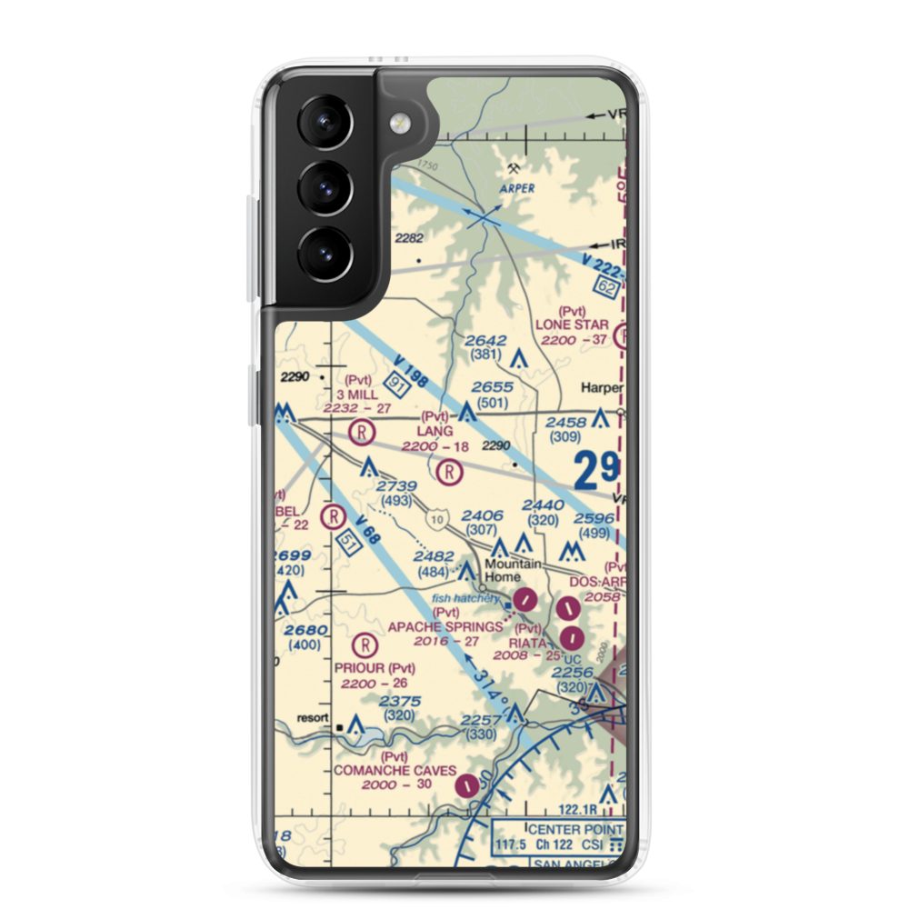 Lang Ranch Airport (84XS) VFR Sectional Samsung Case Samsung Galaxy S21 Plus model shown