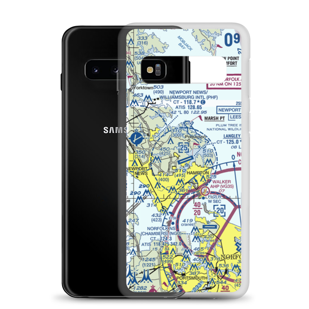 Langley Air Force Base (LFI) VFR Sectional Samsung Case Samsung Galaxy S10 model shown
