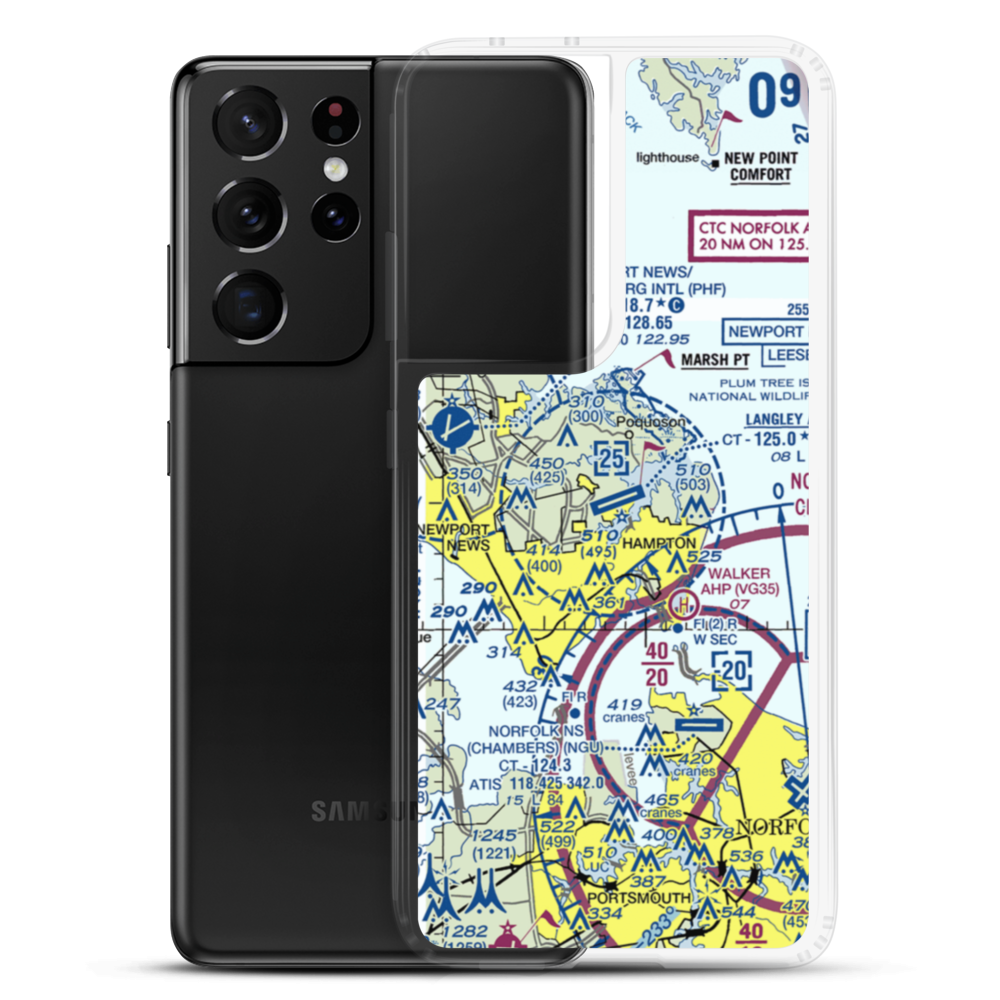 Langley Air Force Base (LFI) VFR Sectional Samsung Case Samsung Galaxy S21 Ultra model shown