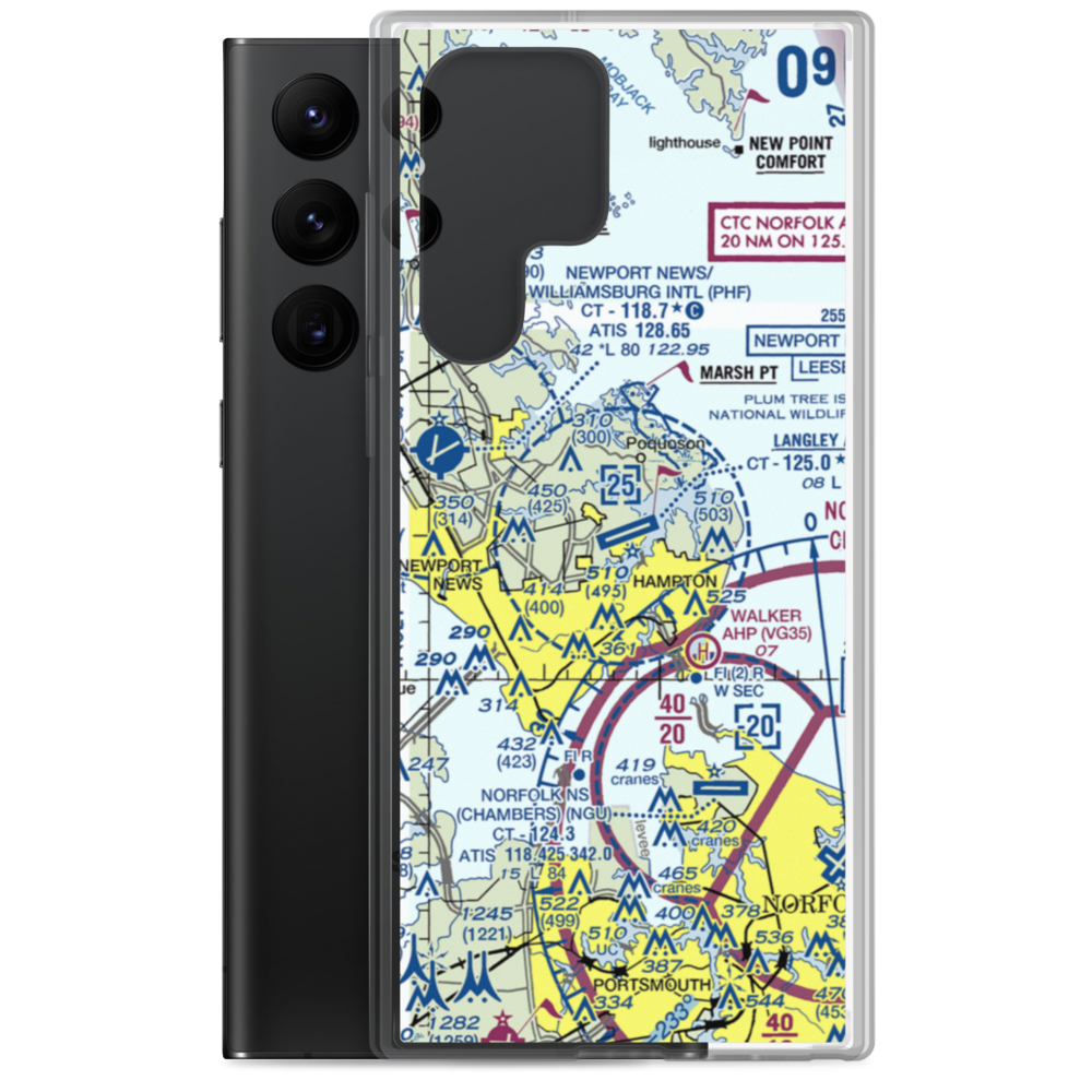Langley Air Force Base (LFI) VFR Sectional Samsung Case Samsung Galaxy S22 Ultra model shown