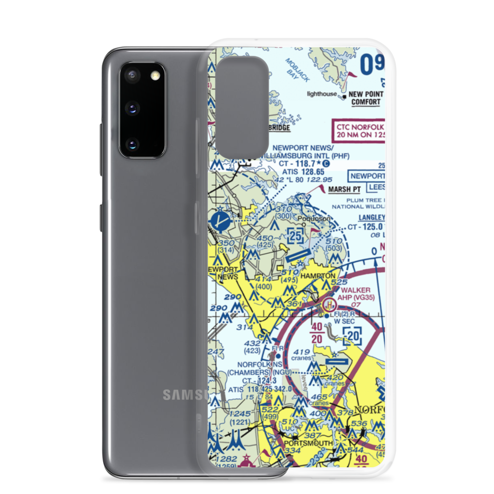Langley Air Force Base (LFI) VFR Sectional Samsung Case Samsung Galaxy S20 model shown