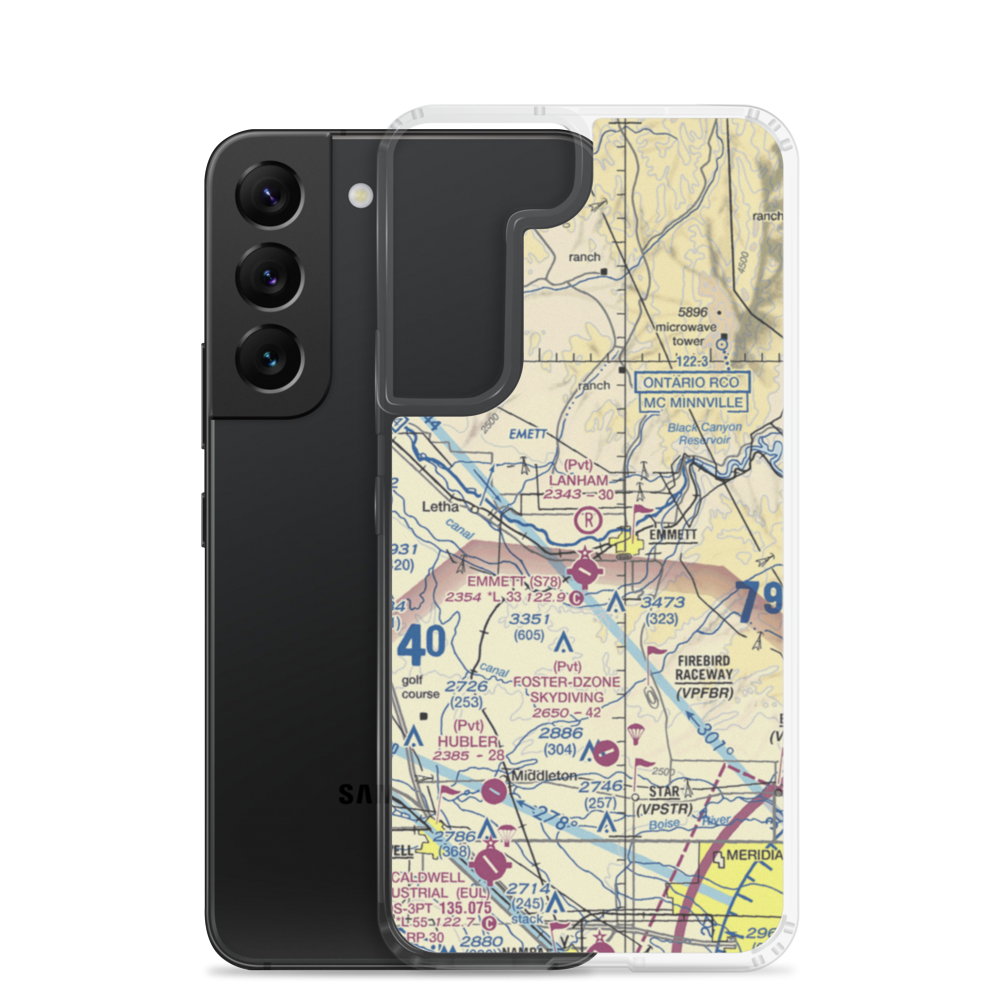 Lanham Field (04ID) VFR Sectional Samsung Case Samsung Galaxy S22 model shown
