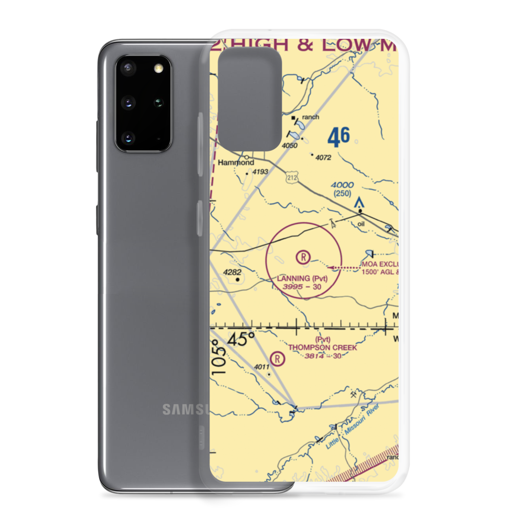 Lanning Ranch Airport (MT50) VFR Sectional Samsung Case Samsung Galaxy S20 Plus model shown