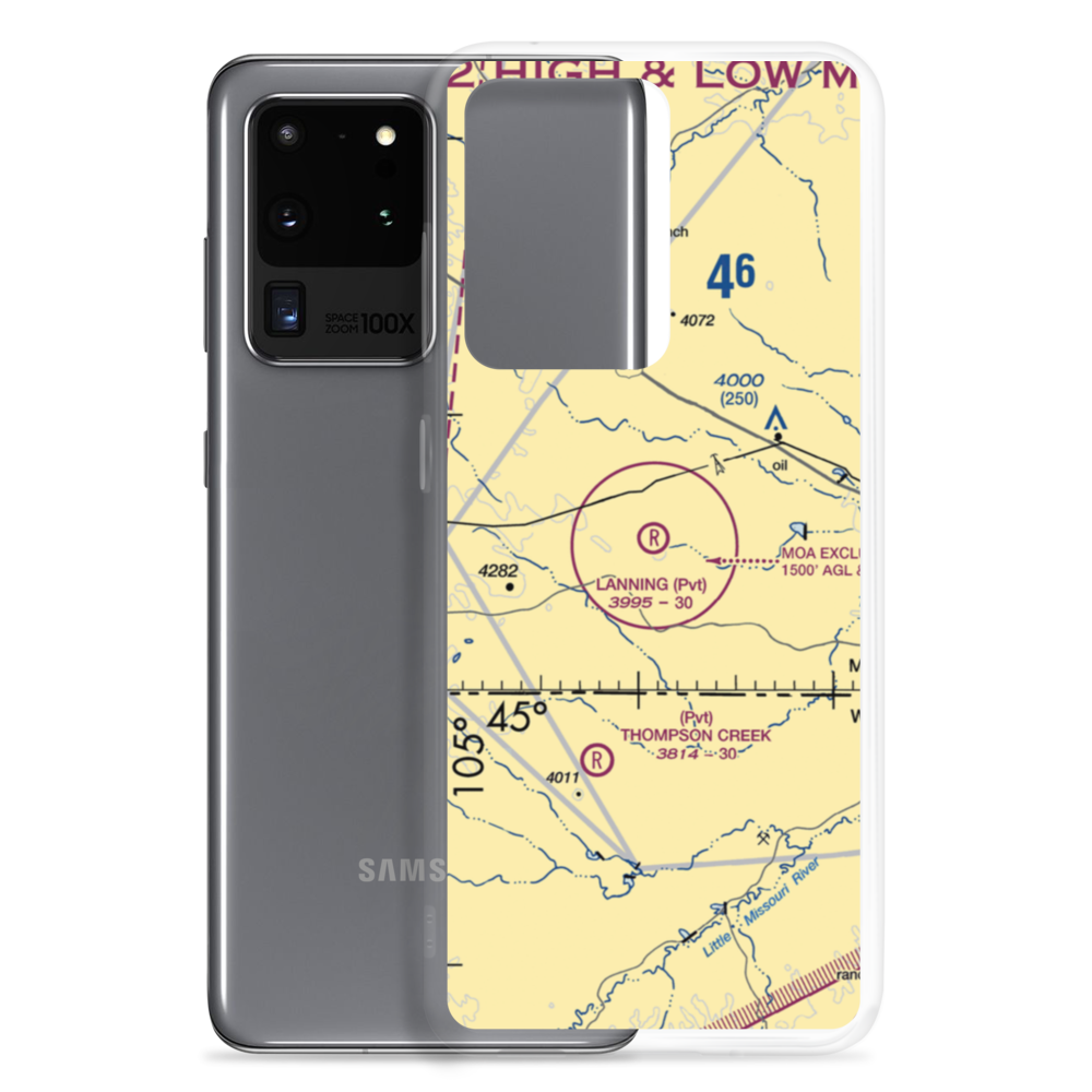 Lanning Ranch Airport (MT50) VFR Sectional Samsung Case Samsung Galaxy S20 Ultra model shown