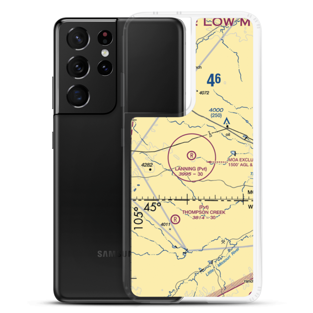 Lanning Ranch Airport (MT50) VFR Sectional Samsung Case Samsung Galaxy S21 Ultra model shown