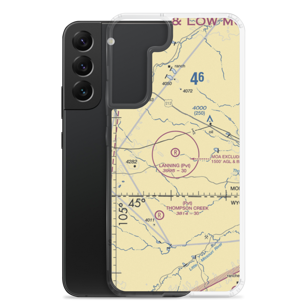 Lanning Ranch Airport (MT50) VFR Sectional Samsung Case Samsung Galaxy S22 Plus model shown