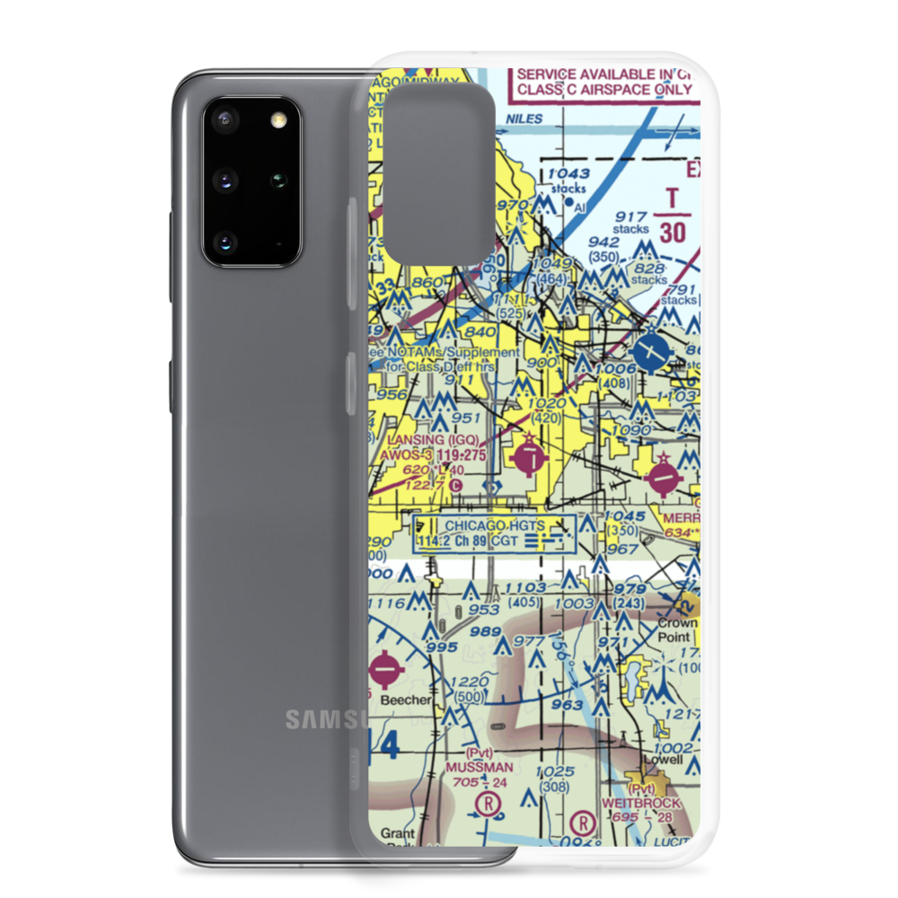 Lansing Municipal Airport (IGQ) VFR Sectional Samsung Case Samsung Galaxy S20 Plus model shown