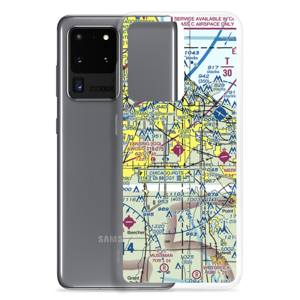 Lansing Municipal Airport (IGQ) VFR Sectional Samsung Case Samsung Galaxy S20 Ultra model shown