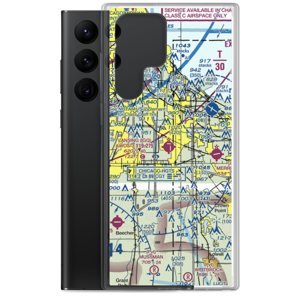 Lansing Municipal Airport (IGQ) VFR Sectional Samsung Case Samsung Galaxy S22 Ultra model shown