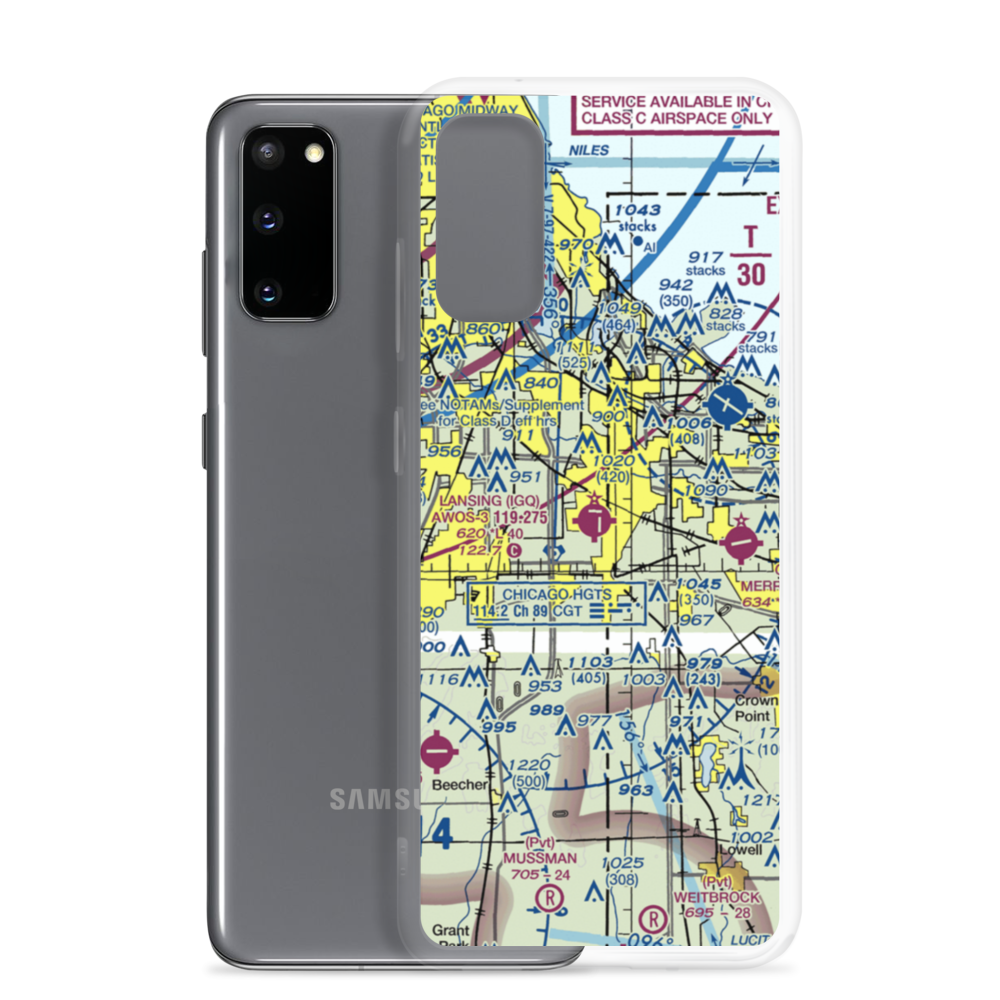 Lansing Municipal Airport (IGQ) VFR Sectional Samsung Case Samsung Galaxy S20 model shown