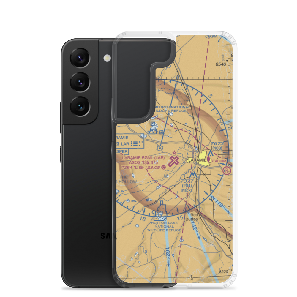 Laramie Regional Airport (LAR) VFR Sectional Samsung Case Samsung Galaxy S22 model shown
