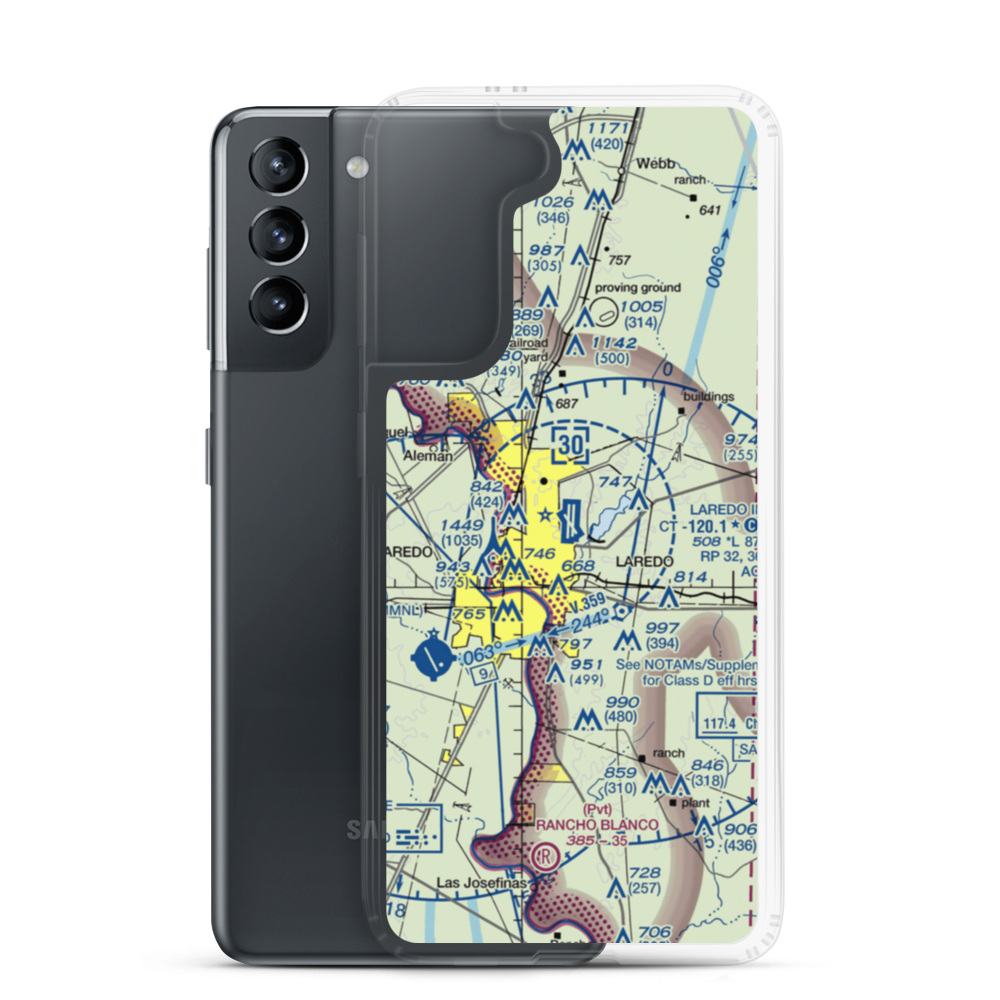Laredo International Airport (LRD) VFR Sectional Samsung Case Samsung Galaxy S21 model shown