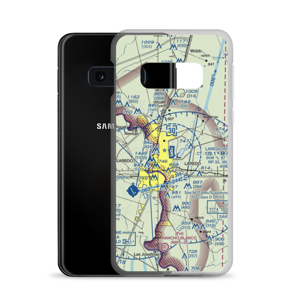 Laredo International Airport (LRD) VFR Sectional Samsung Case Samsung Galaxy S10e model shown