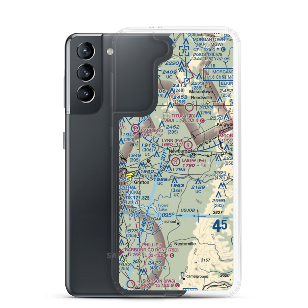 Larew Airport (WV53) VFR Sectional Samsung Case Samsung Galaxy S21 model shown