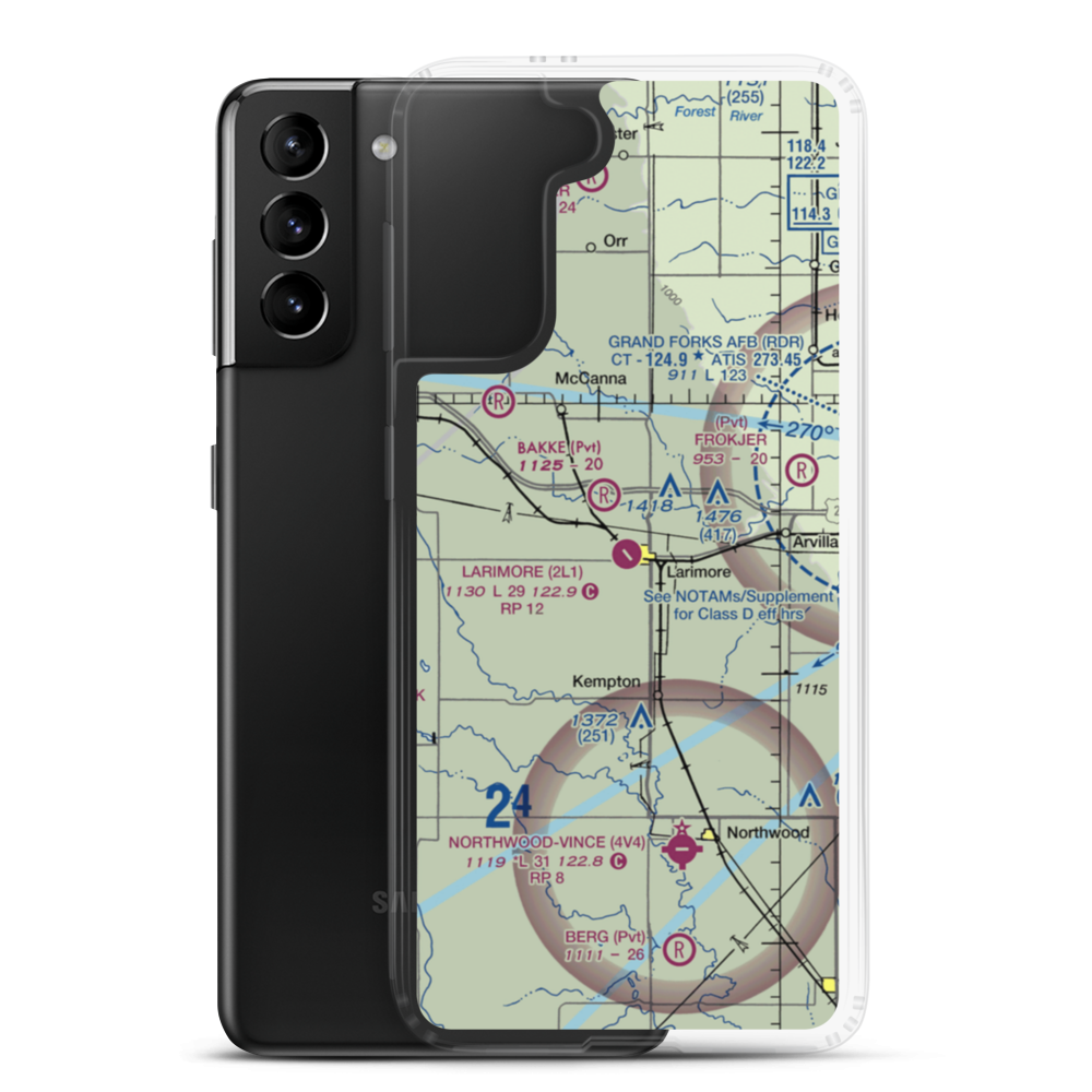 Larimore Municipal Airport (2L1) VFR Sectional Samsung Case Samsung Galaxy S21 Plus model shown
