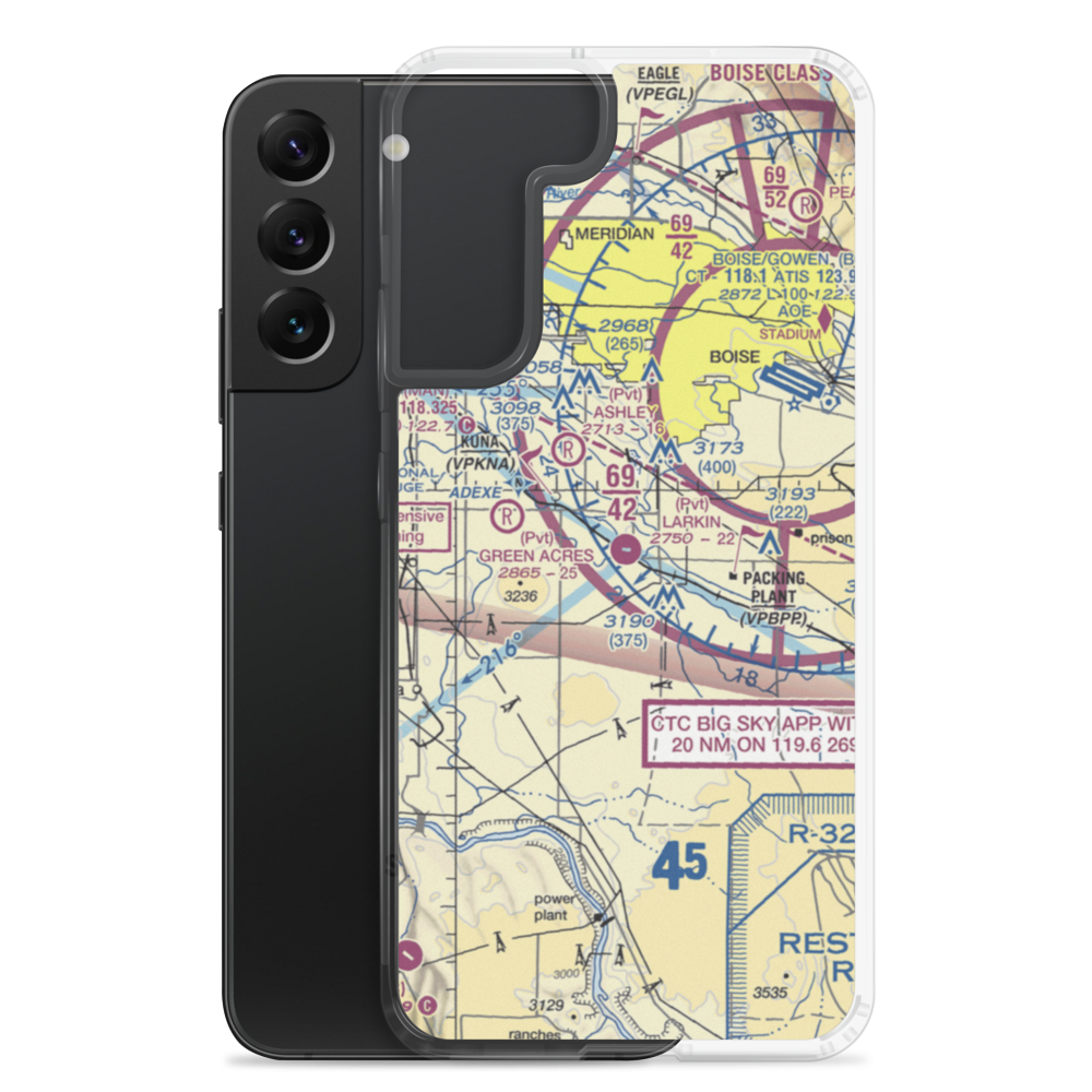 Larkin Airport (06ID) VFR Sectional Samsung Case Samsung Galaxy S22 Plus model shown