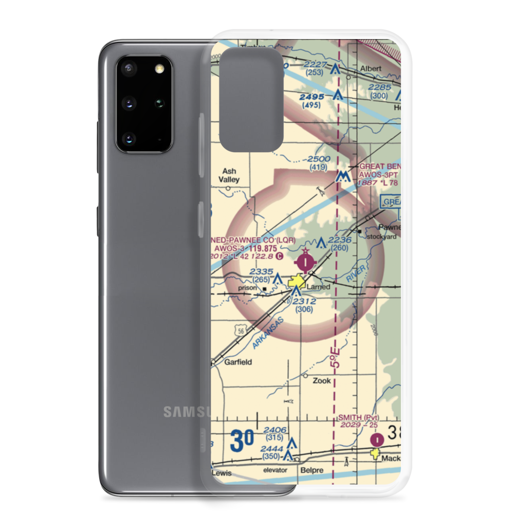 Larned Pawnee County Airport (LQR) VFR Sectional Samsung Case Samsung Galaxy S20 Plus model shown